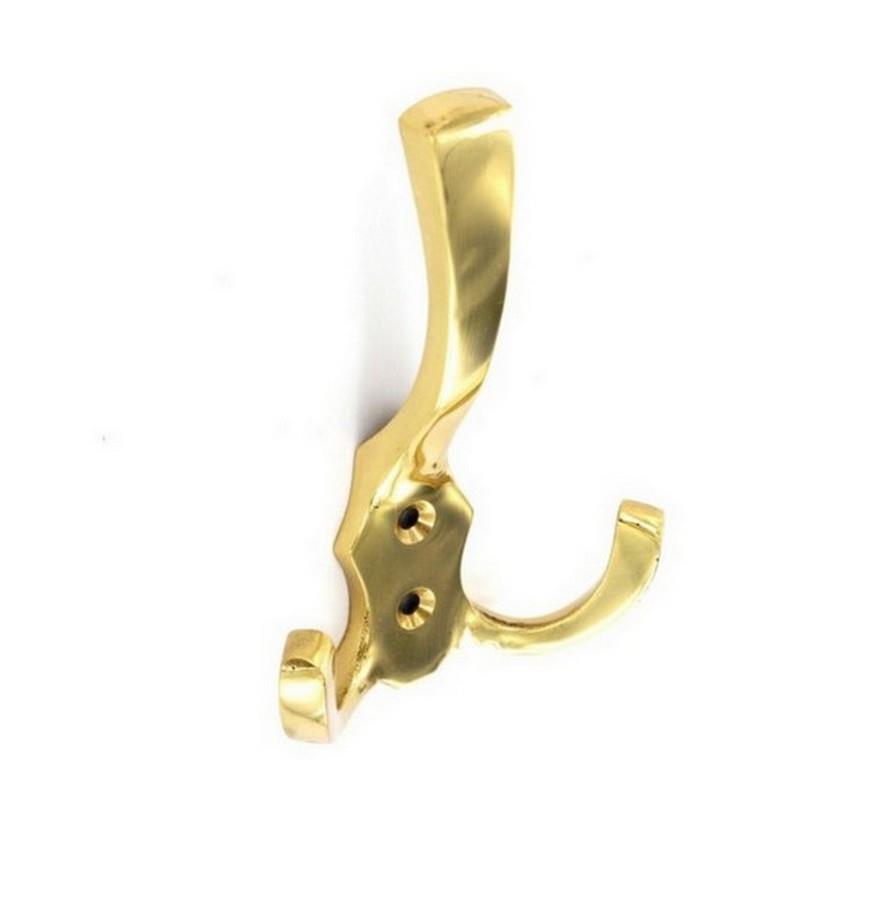 Securit  Hat and Twin Coat Hook Brass 125mm - Flying Dutchman Stores