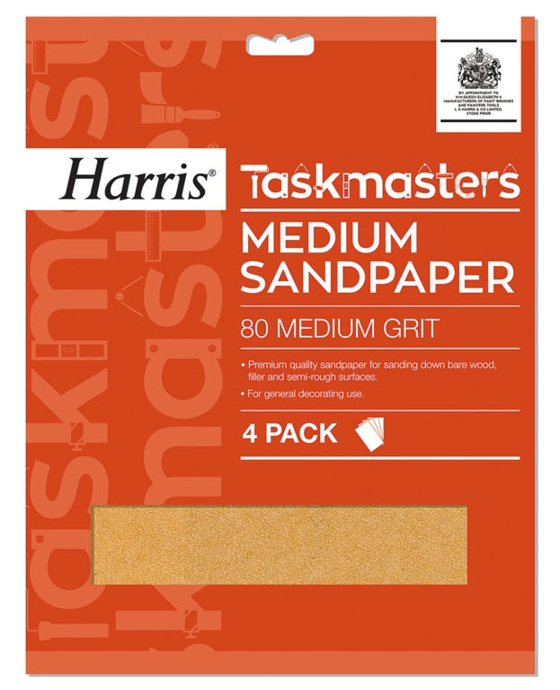 Harris Taskmasters Medium Sandpaper - 4 Pack - Flying Dutchman Stores