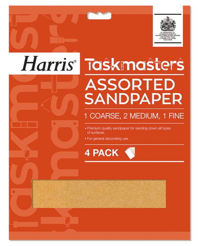 Harris Taskmasters Assorted Sandpaper - 4 Pack - Flying Dutchman Stores